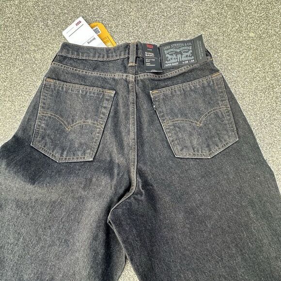 Levis Super Baggy Jeans Mens 28x34 Strong Dark Gray Denim Skate Drawstring - Picture 12 of 13